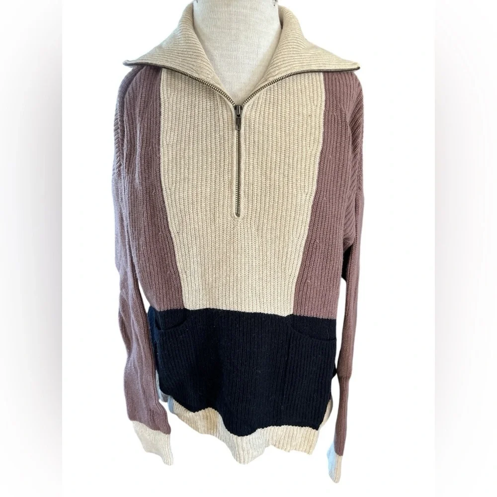 Madewell Glenbrook Half-Zip Colorblock Pullover Sweater,
